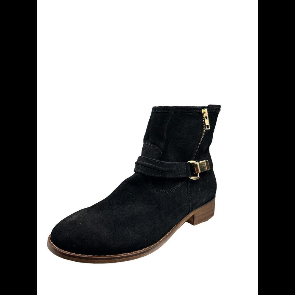 Steve Madden Black Suede  Buckle Harness Ankle Boots Womens Size 7.5 M